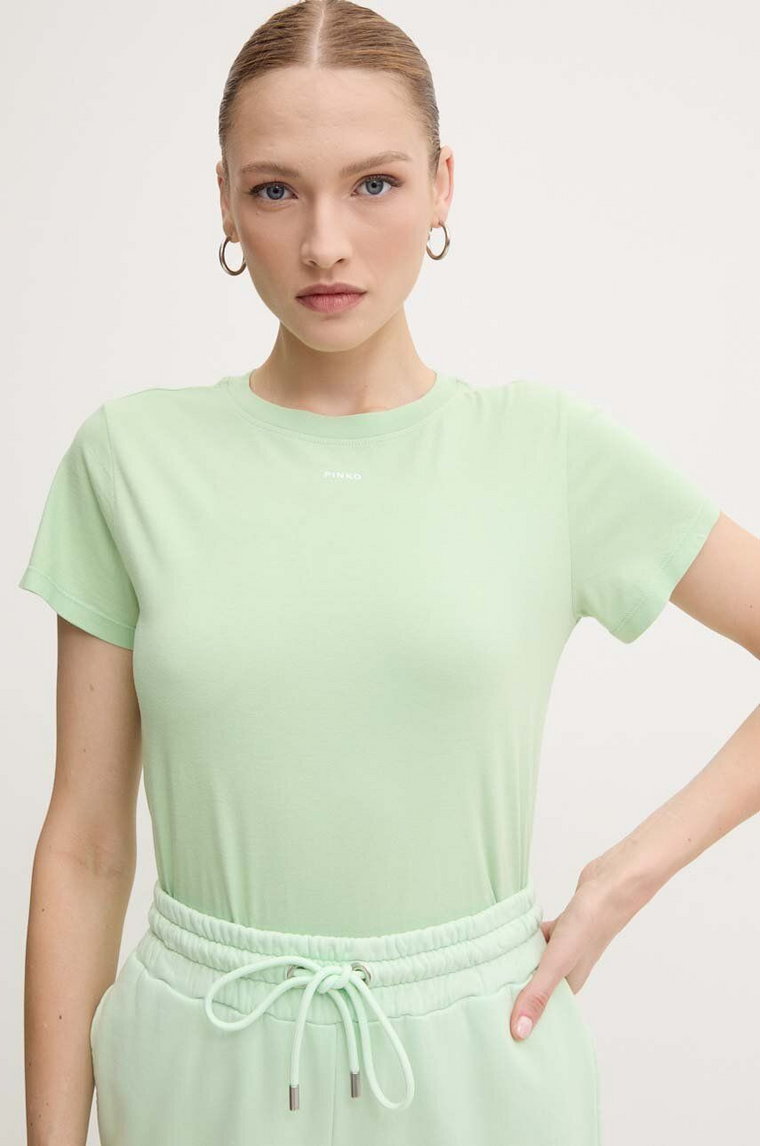 Pinko t-shirt bawełniany damski kolor zielony 100373 A228