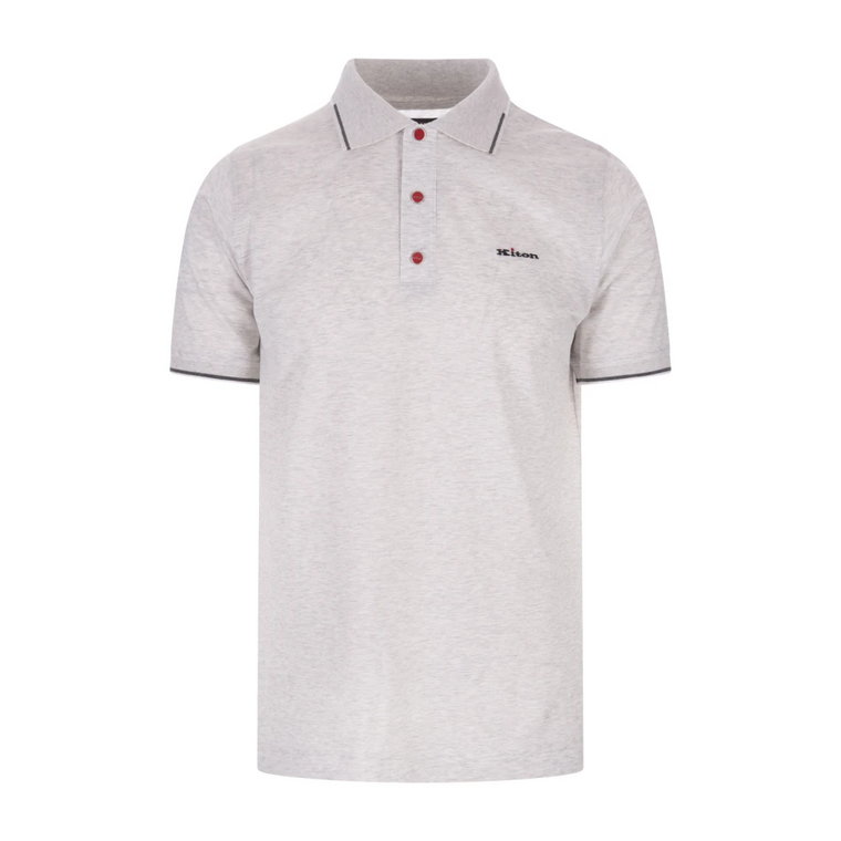 Melanżowy Szary Polo Shirt dla Mężczyzn Kiton