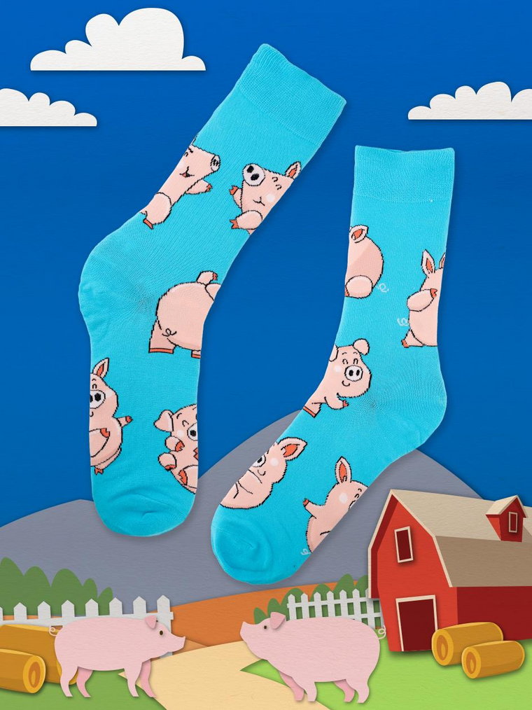 Długie Skarpetki Urban Socks Piggy Niebieskie