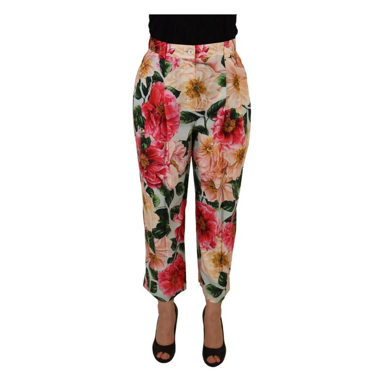 Wielobarwna Flora Wysokie Spodnie Cropped Dolce & Gabbana