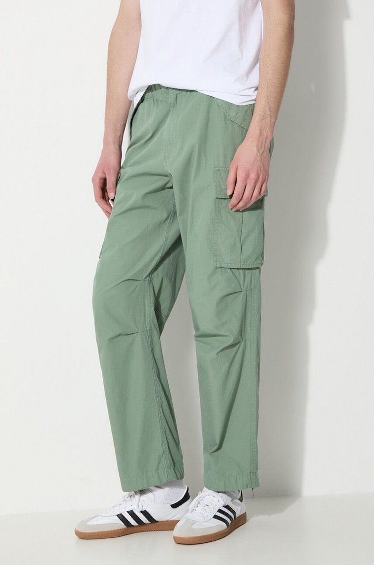 thisisneverthat spodnie bawełniane kolor zielony proste TN241WPARP02