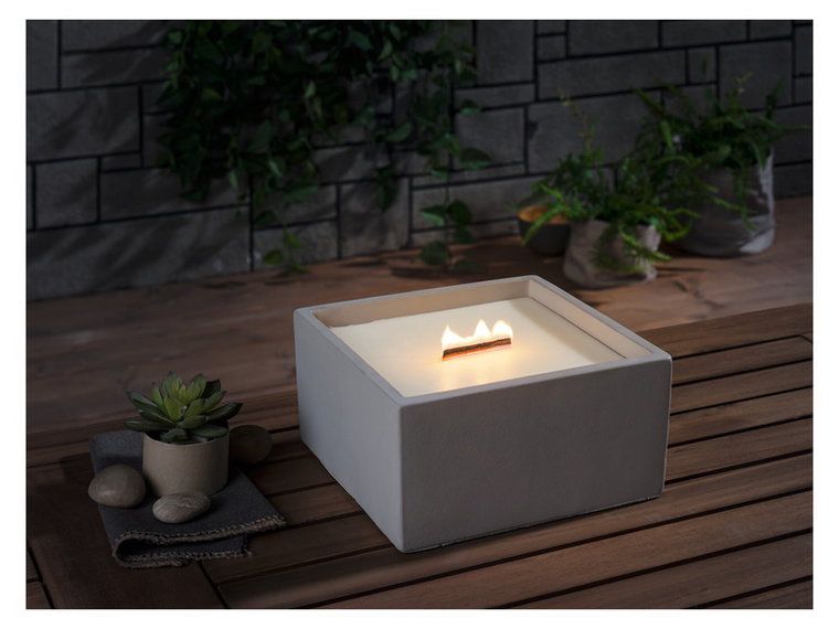 LIVARNO home Lampa oliwna / świeca betonowa z knotem drewnianym (Świeca prostokątna outdoor)