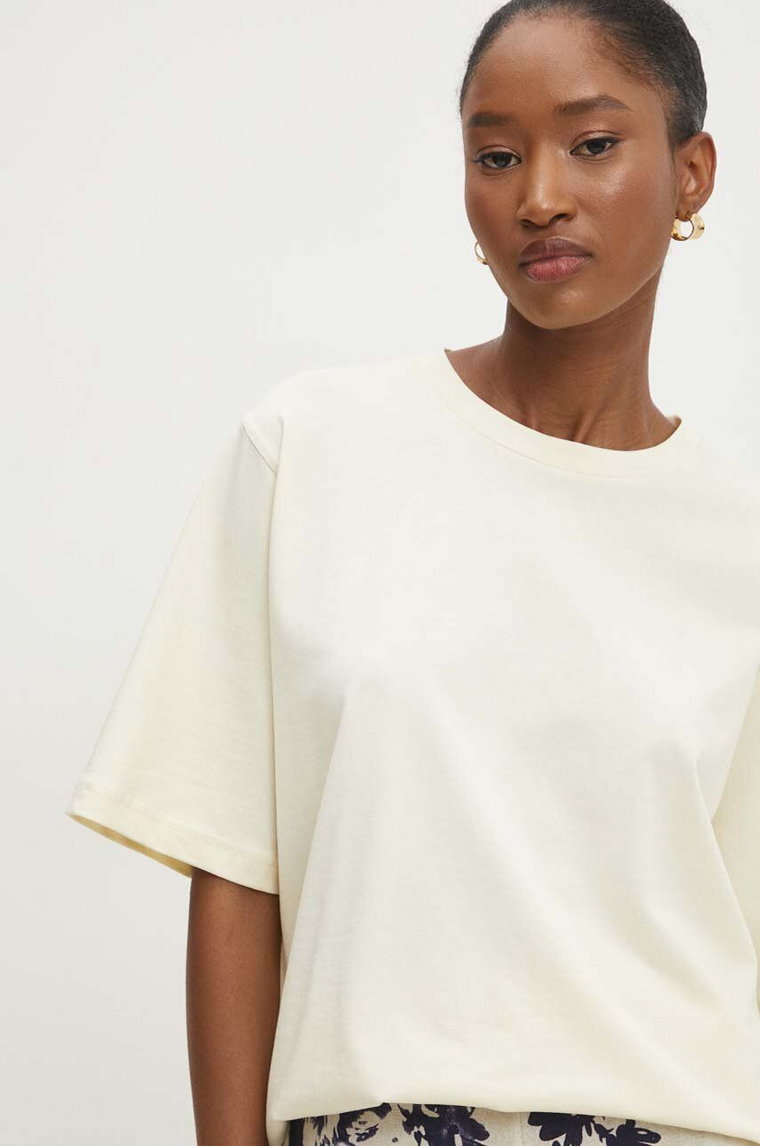 Answear Lab t-shirt bawełniany damski kolor beżowy