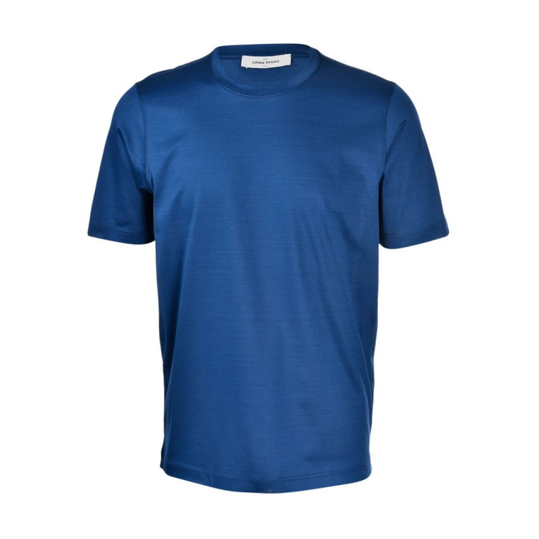 Niebieski Bawełniany T-shirt Casual Gran Sasso