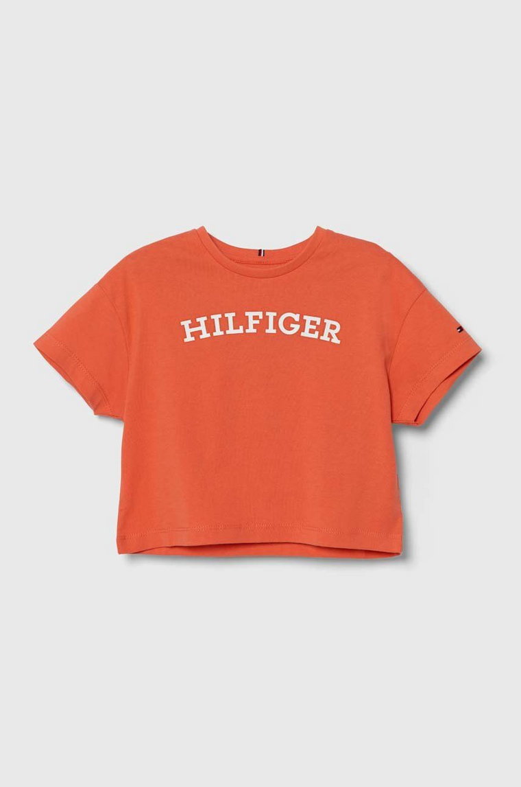 Tommy Hilfiger t-shirt bawełniany dziecięcy kolor pomarańczowy