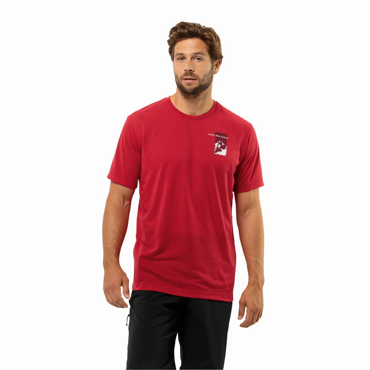 Męski t-shirt Jack Wolfskin VONNAN S/S GRAPHIC T M red glow - S