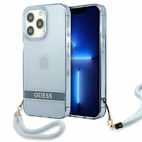 Guess GUHCP13LHTSGSB iPhone 13 Pro / 13 6,1" niebieski/blue hardcase Translucent Stap