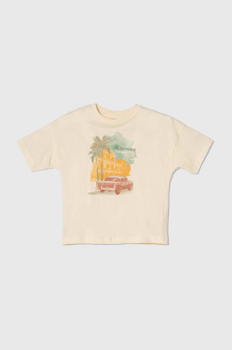 zippy t-shirt bawełniany dziecięcy kolor beżowy wzorzysty