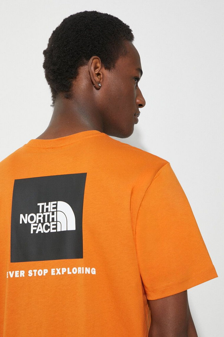 The North Face t-shirt bawełniany M S/S Redbox Tee męski kolor pomarańczowy z nadrukiem NF0A87NPPCO1