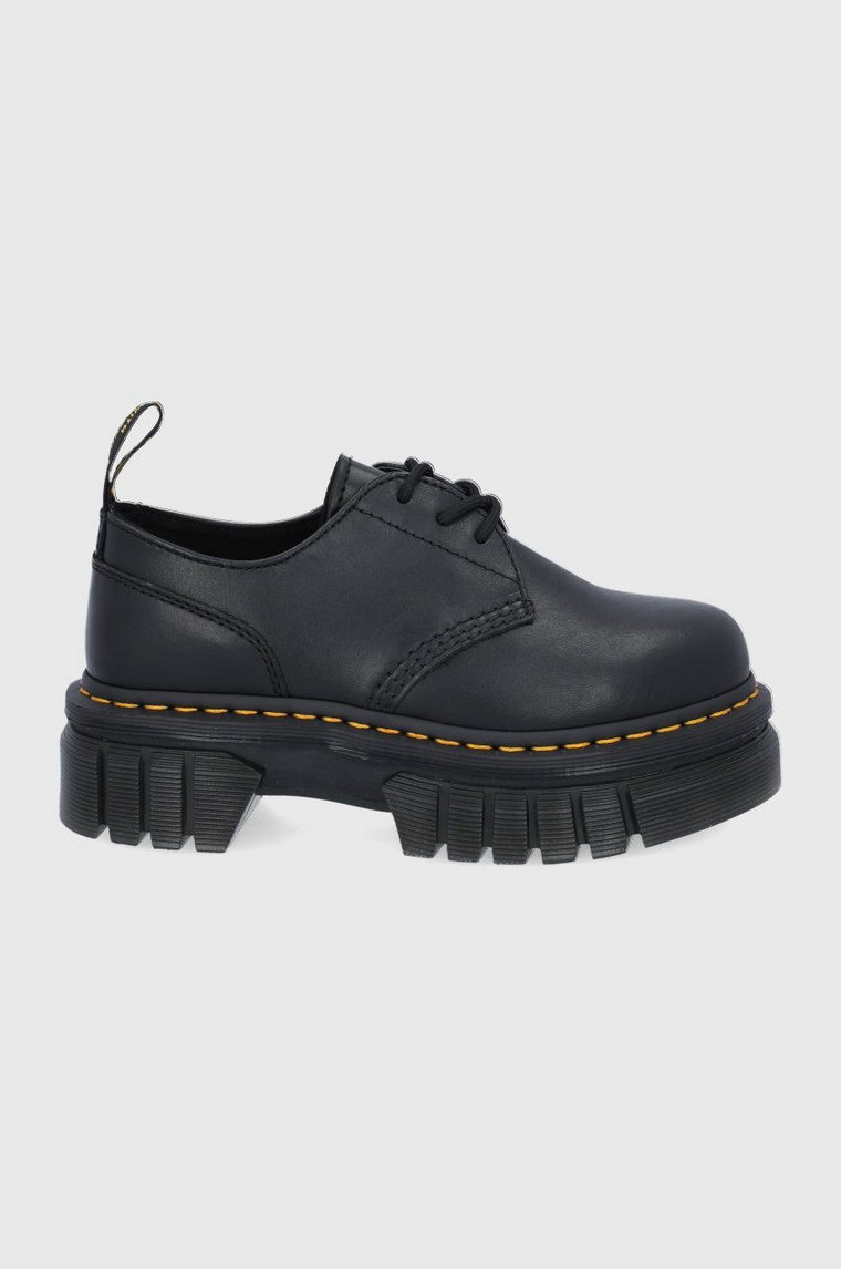 Dr. Martens Półbuty Audrick 3-Eye Shoe damskie kolor czarny na płaskim obcasie DM27147001.Audrick.3i-Black.Napp