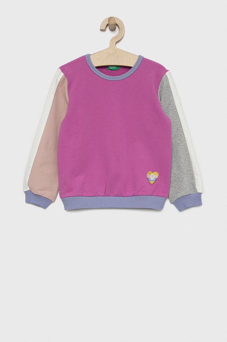 United Colors of Benetton bluza dziecięca kolor fioletowy gładka