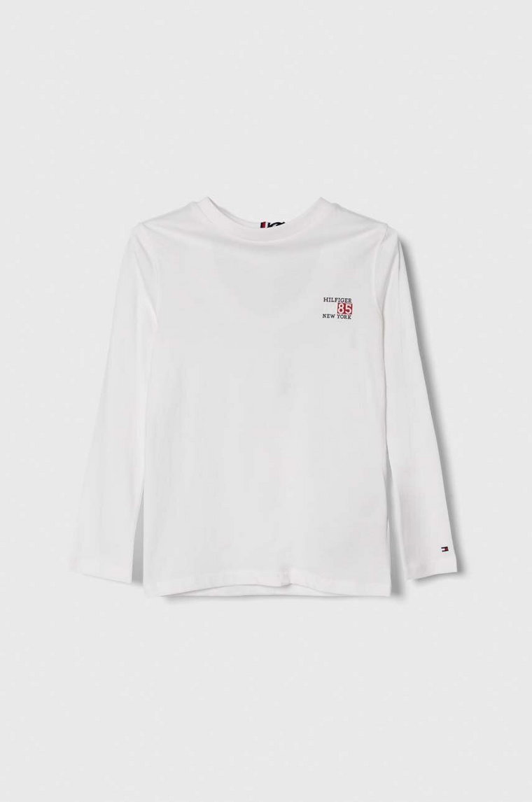 Tommy Hilfiger longsleeve bawełniany dziecięcy kolor biały z nadrukiem