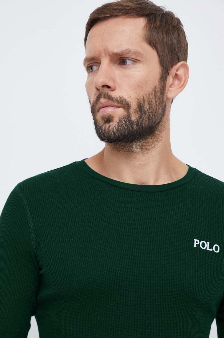 Polo Ralph Lauren longsleeve piżamowy kolor zielony z nadrukiem