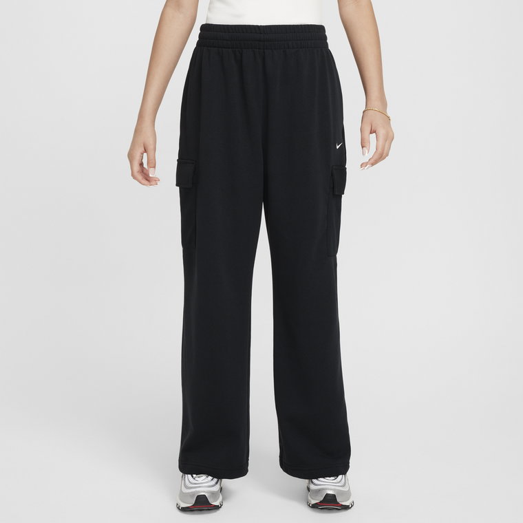 Dziewczęce spodnie z dzianiny o kroju oversize Dri-FIT Nike Sportswear - Szary