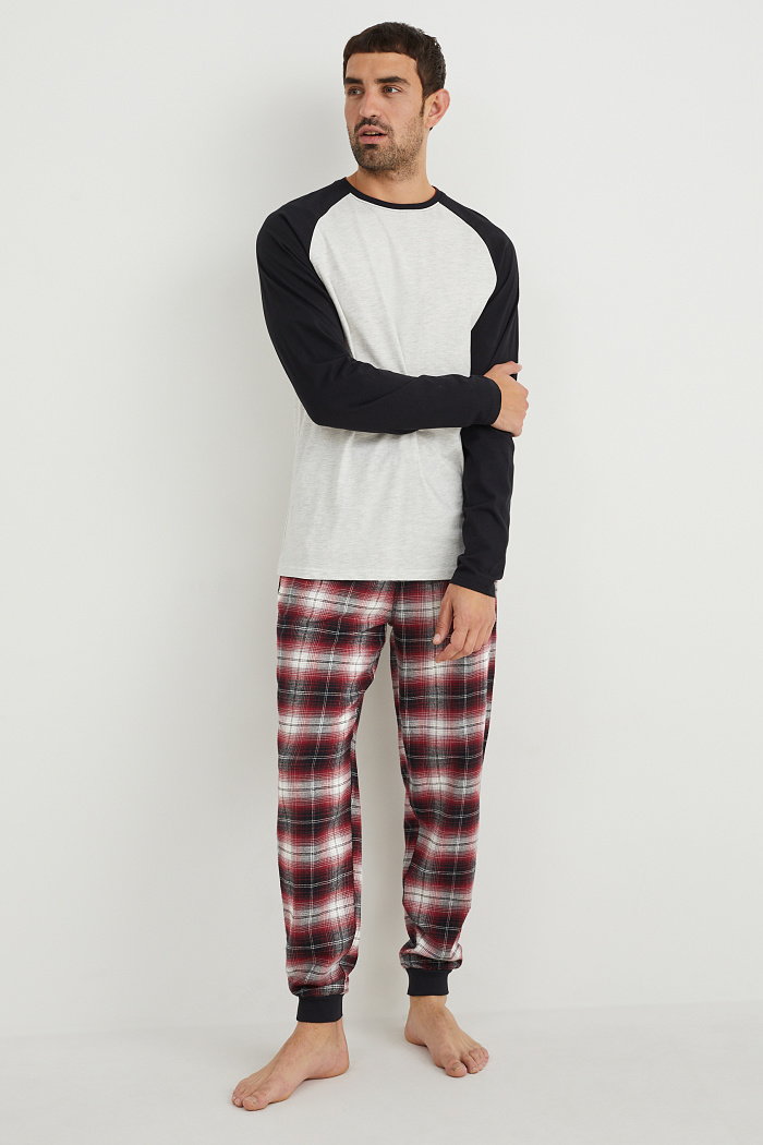 C&A Piżama z flanelowymi spodniami, Czerwony, Rozmiar: XL
