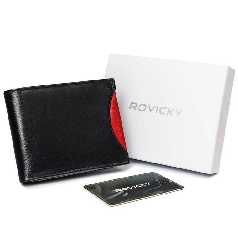 Skórzany męski portfel Rovicky 1544-03-BOR RFID