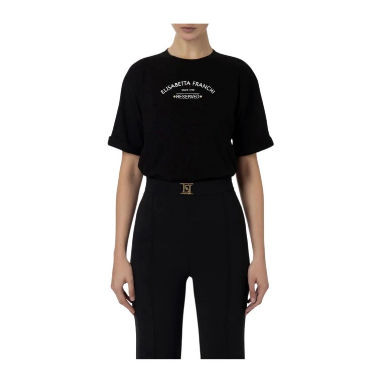 T-shirt z logo Elisabetta Franchi