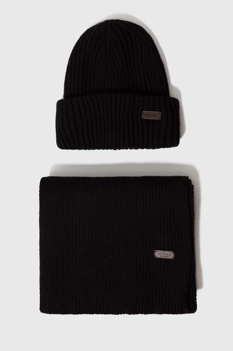 Barbour komplet Crimdon Beanie & Scarf Gift Set kolor czarny MGS0019