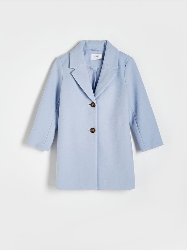 Reserved - Klasyczny płaszcz jednorzędowy - jasnoniebieski