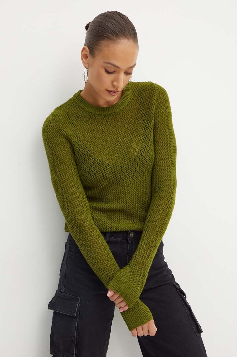 MICHAEL Michael Kors sweter wełniany damski kolor zielony lekki MT460YCF2G
