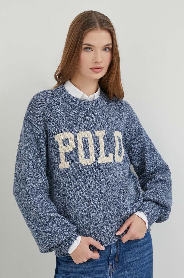 Polo Ralph Lauren sweter damski kolor niebieski ciepły