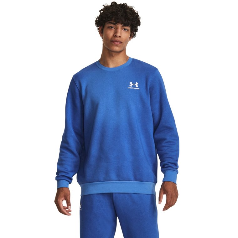 Męska bluza dresowa nierozpinana bez kaptura Under Armour UA Essential Flc Novelty Crw - niebieska