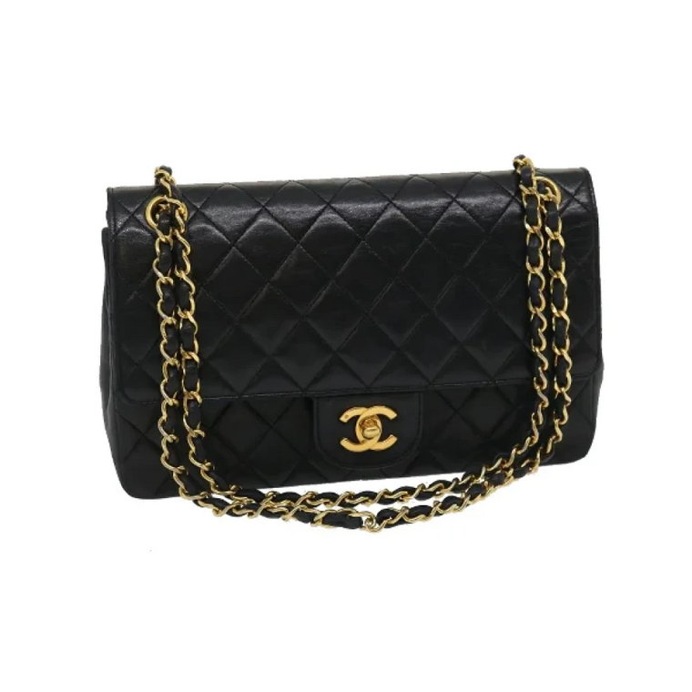 Używana czarna skórzana torba Chanel Flap Chanel Vintage