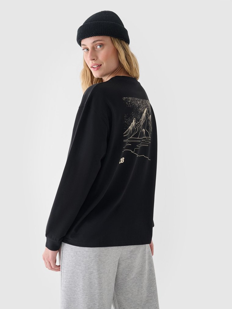 Longsleeve regular z nadrukiem damski - czarny