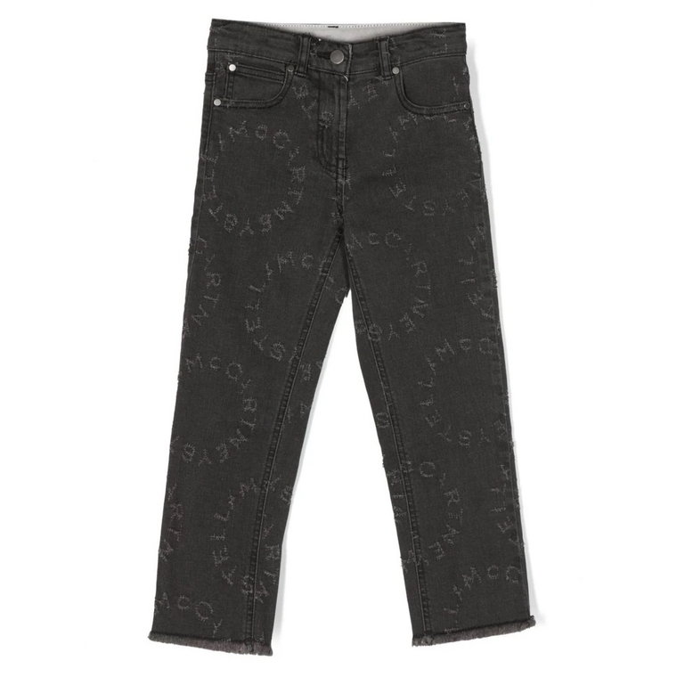 Czarne dziecięce jeansy z haftowanym logo Stella McCartney