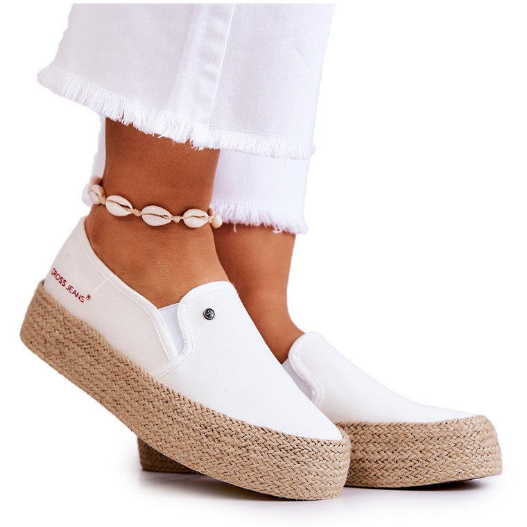 Damskie Espadryle Na Platformie Cross Jeans JJ2R4013C Białe