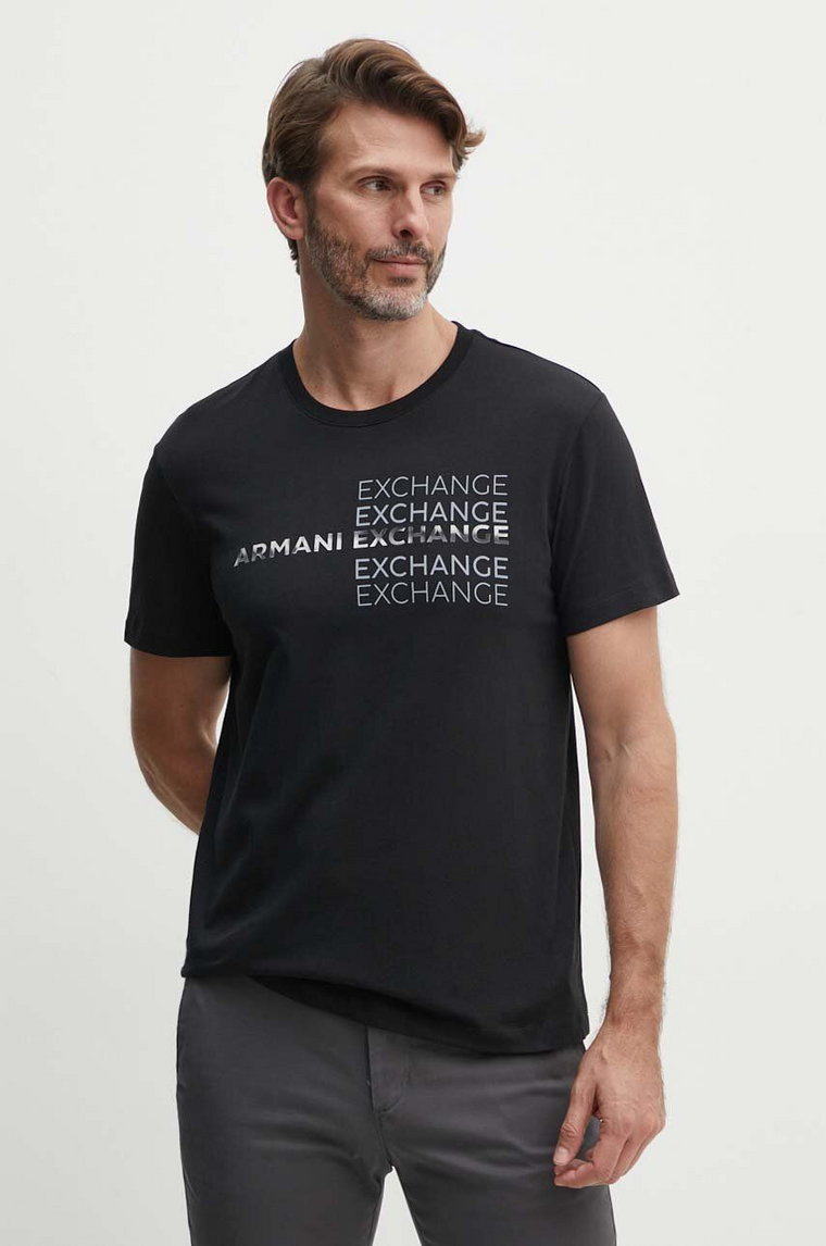 Armani Exchange t-shirt bawełniany męski kolor czarny z nadrukiem 3DZTAC ZJ9TZ