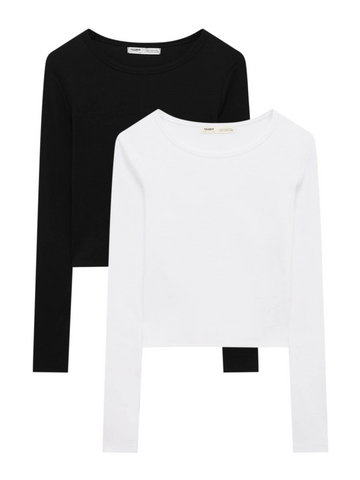 Pull&Bear Koszulka  czarny / biały