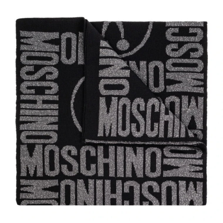 Niebieski Szal z Wzorem Logo Moschino