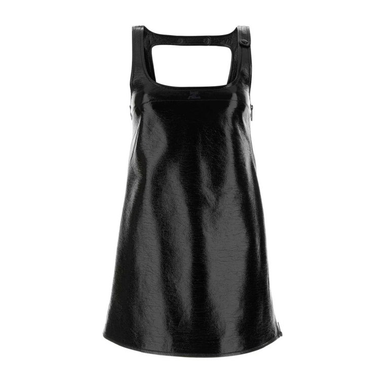 Czarna mini sukienka z winylu Courrèges