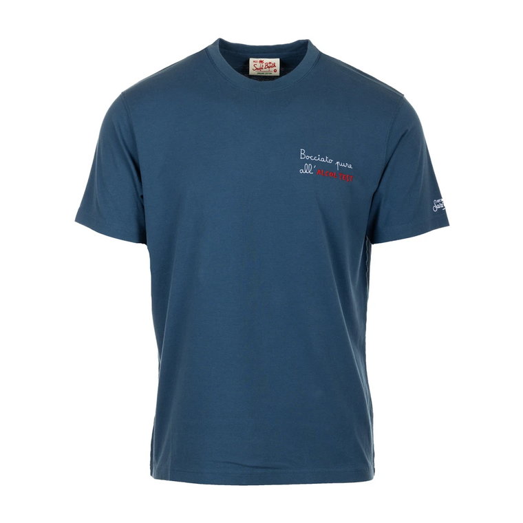 Niebieski T-shirt i Polo z Haftem MC2 Saint Barth