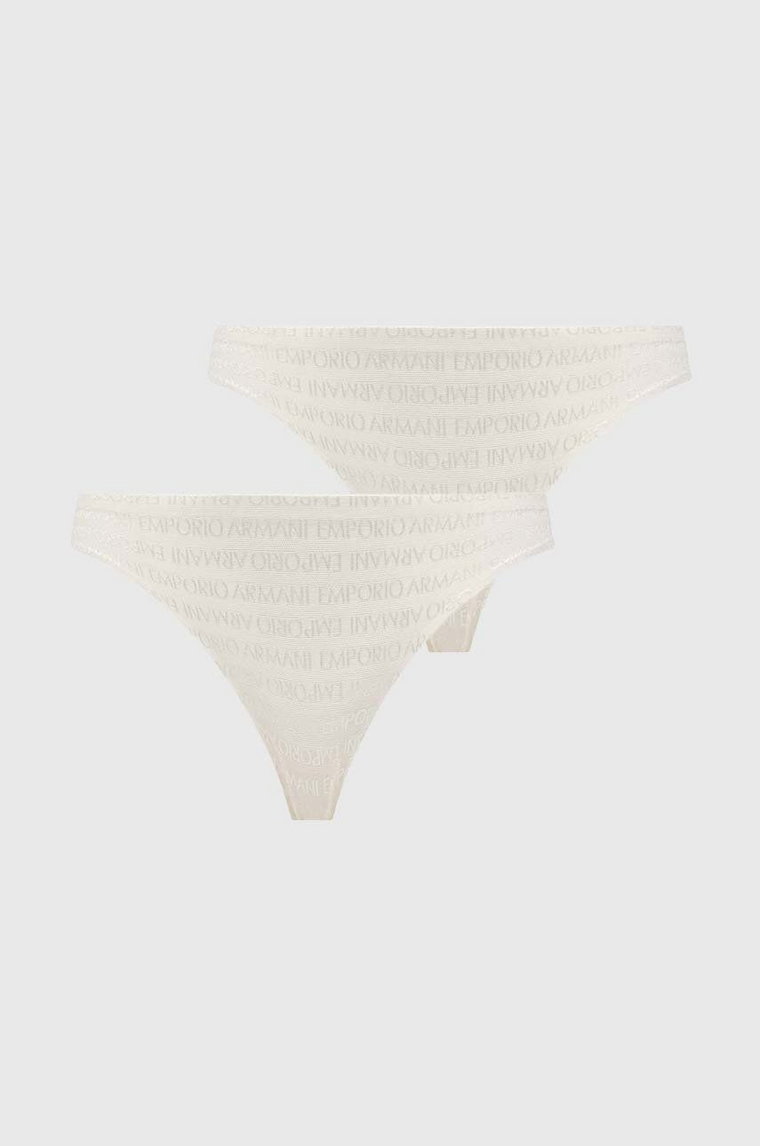 Emporio Armani Underwear stringi 2-pack kolor beżowy transparentne