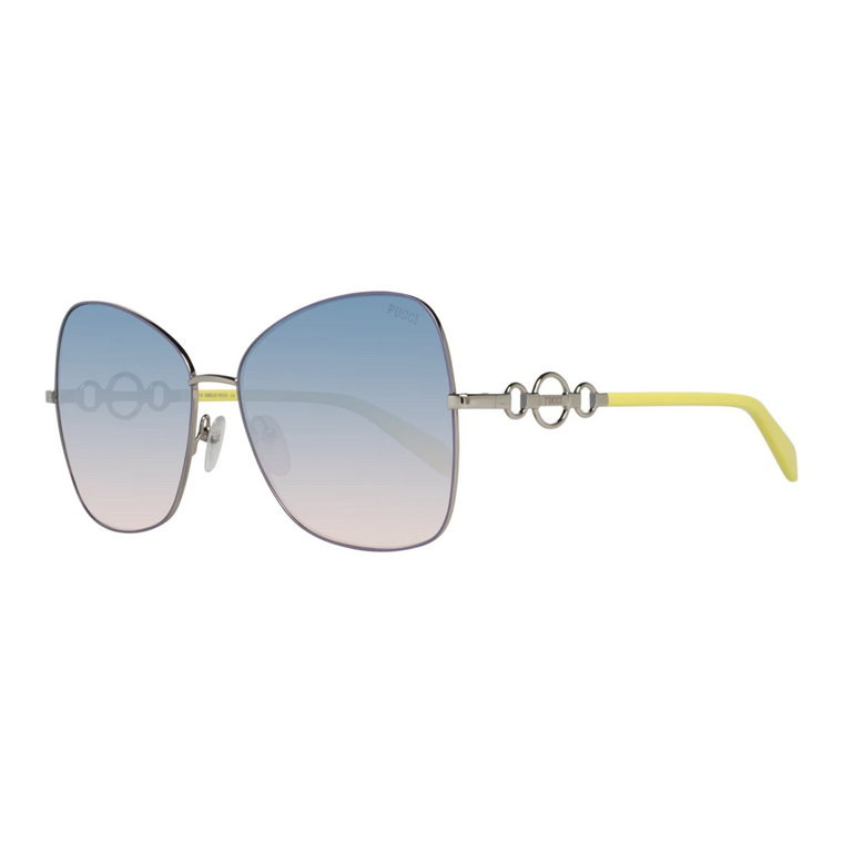 Srebrne Okulary Przeciwsłoneczne dla Kobiet z Gradientowymi Soczewkami Emilio Pucci