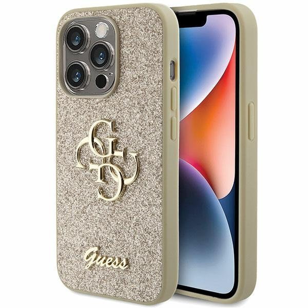 Guess GUHCP15LHG4SGD iPhone 15 Pro 6.1" złoty/gold hardcase Glitter Script Big 4G