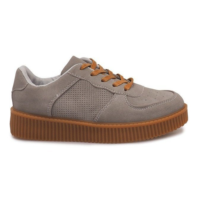 Botki Creepers Na Platformie HBK1015 Szary szare