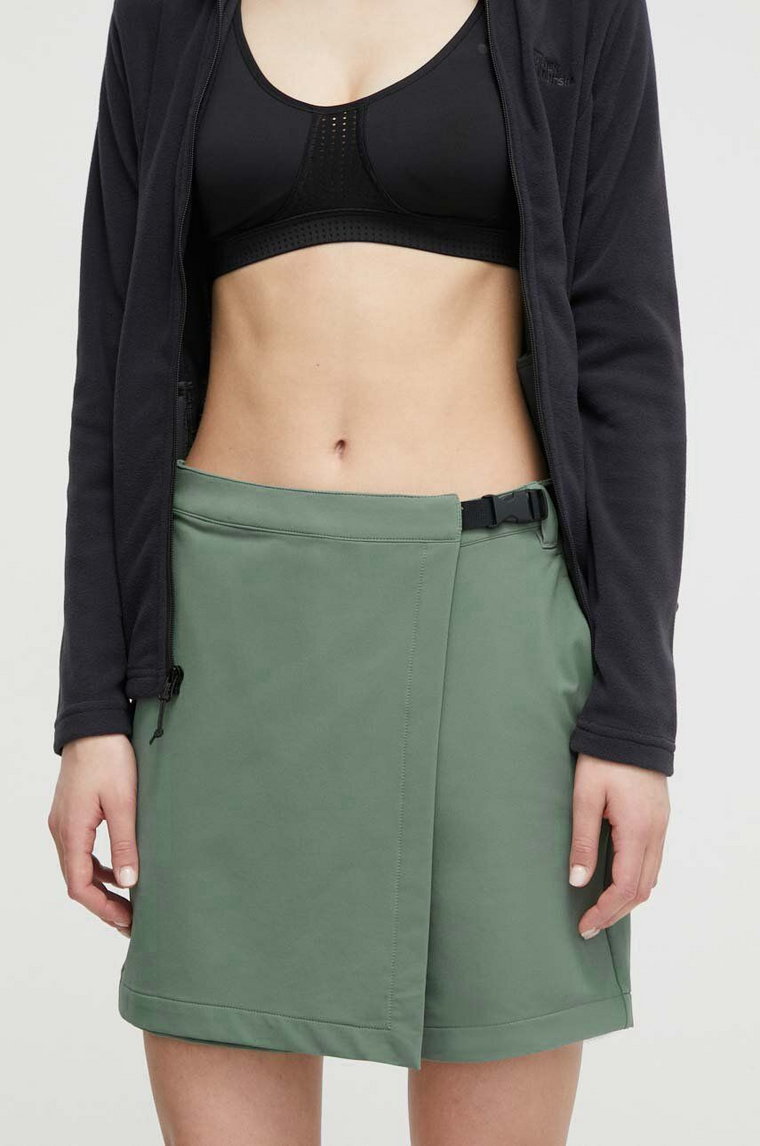 Jack Wolfskin szorty sportowe Wandermood damskie kolor zielony gładkie high waist 1507113