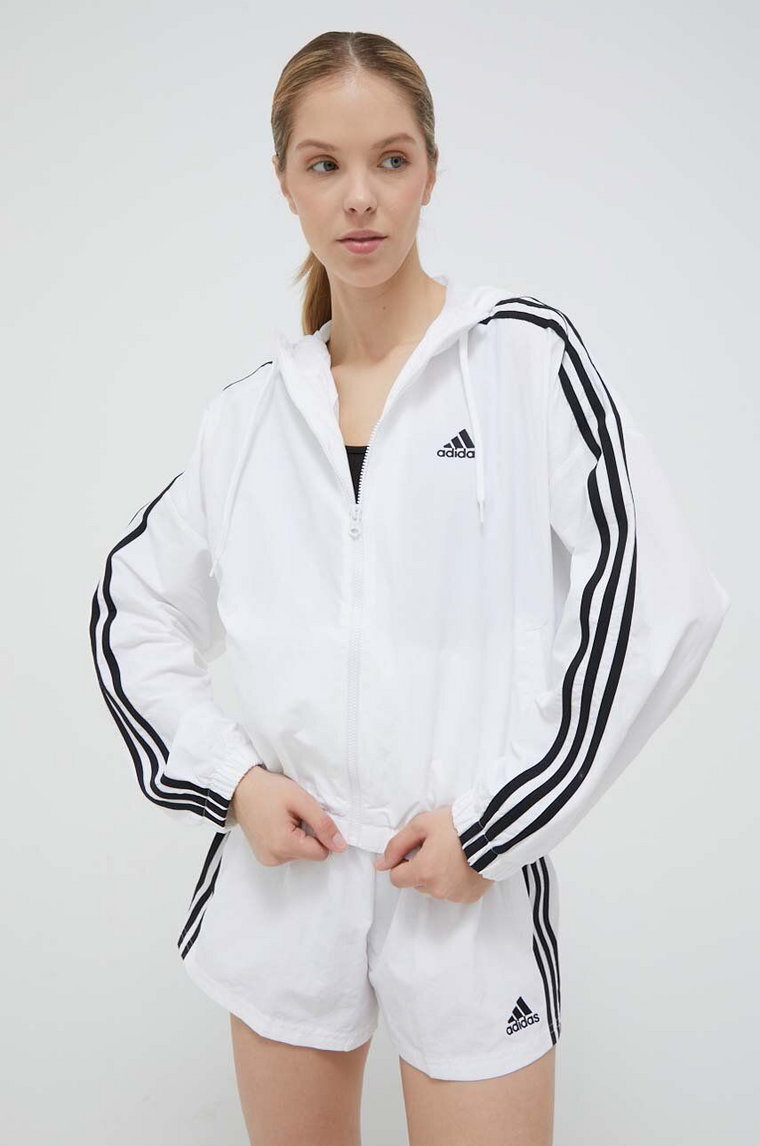 adidas kurtka Essentials damska kolor biały przejściowa oversize IC0560