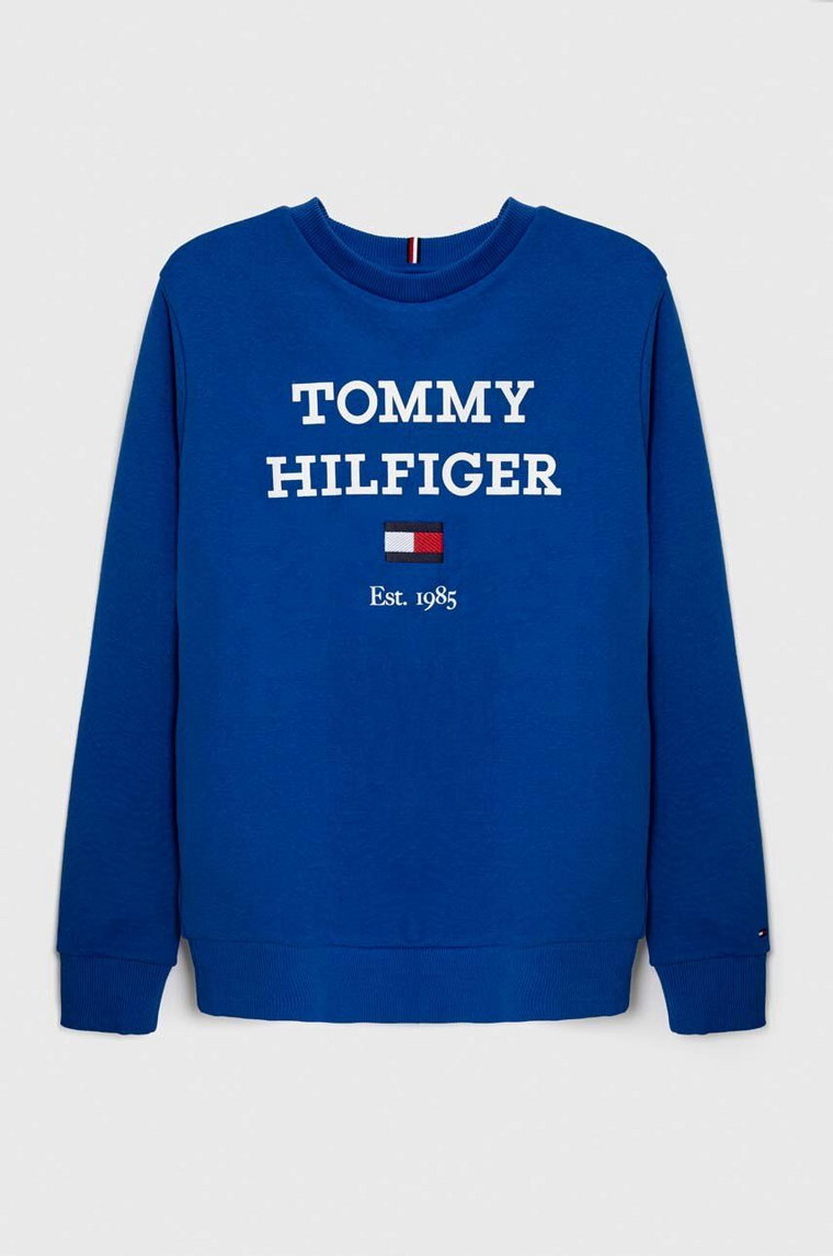 Tommy Hilfiger bluza dziecięca kolor niebieski z nadrukiem