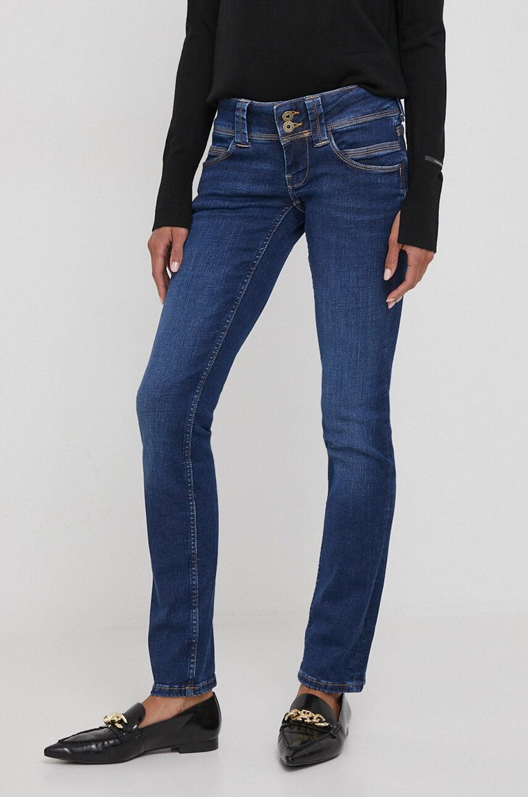 Pepe Jeans jeansy SLIM JEANS LW damskie kolor granatowy PL204586XW5