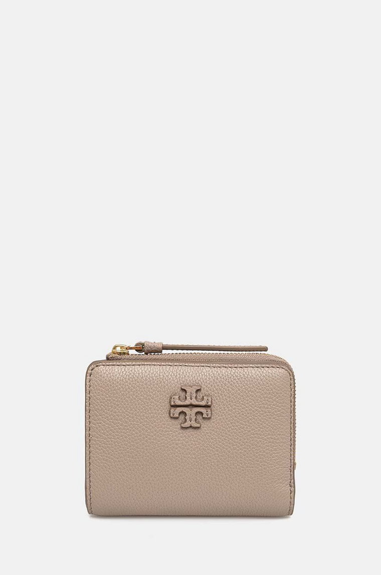 Tory Burch portfel skórzany McGraw Bi-Fold damski kolor beżowy 158904