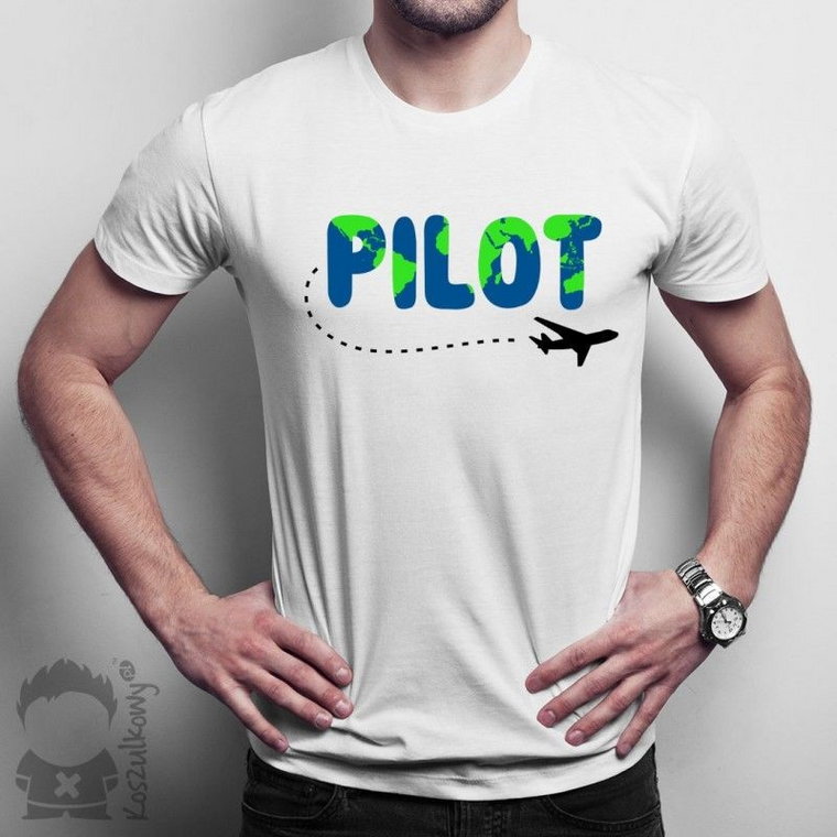 Pilot wycieczek - męska koszulka z nadrukiem