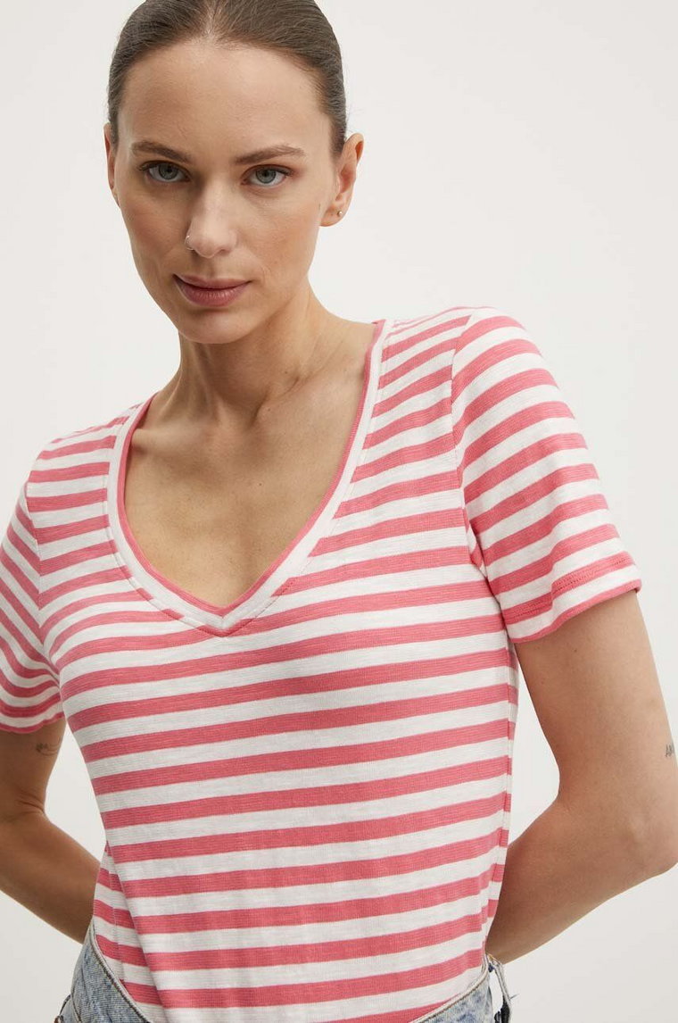 Marc O'Polo t-shirt bawełniany damski kolor różowy 404219651293