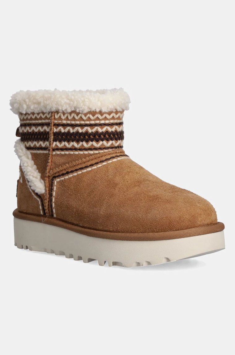 UGG śniegowce zamszowe Classic Mini Atherson kolor brązowy 1158281-CHE