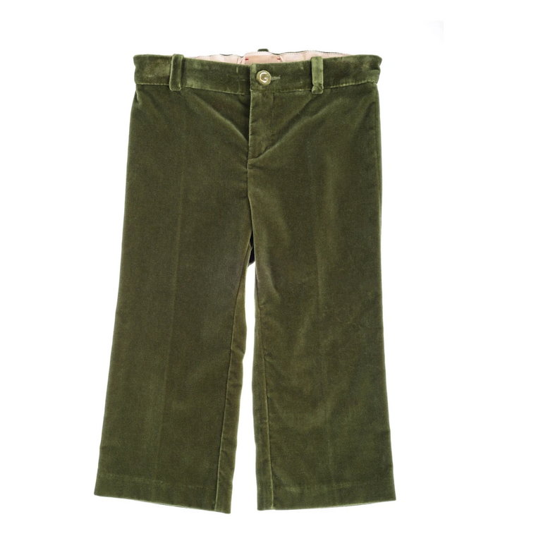 Welurowe Spodnie Dziecięce Zielone Regular Fit Gucci