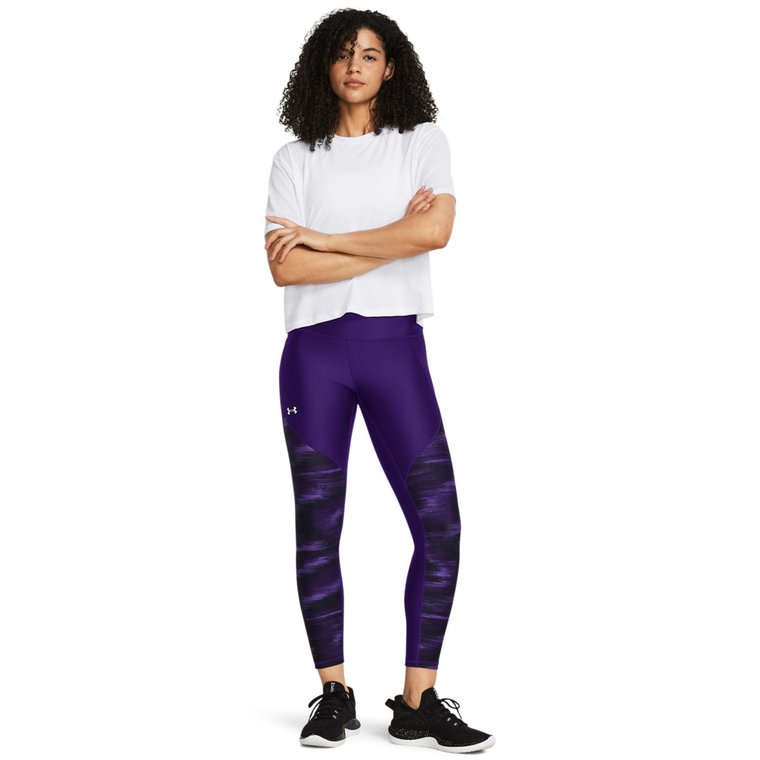 Damskie legginsy treningowe Under Armour Tech Print Panel Ankle - fioletowe