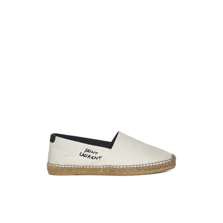 Espadryle z Haftowanym Logo Beżowe Saint Laurent